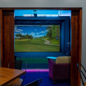 Golf Simulator and Game Room and Tables