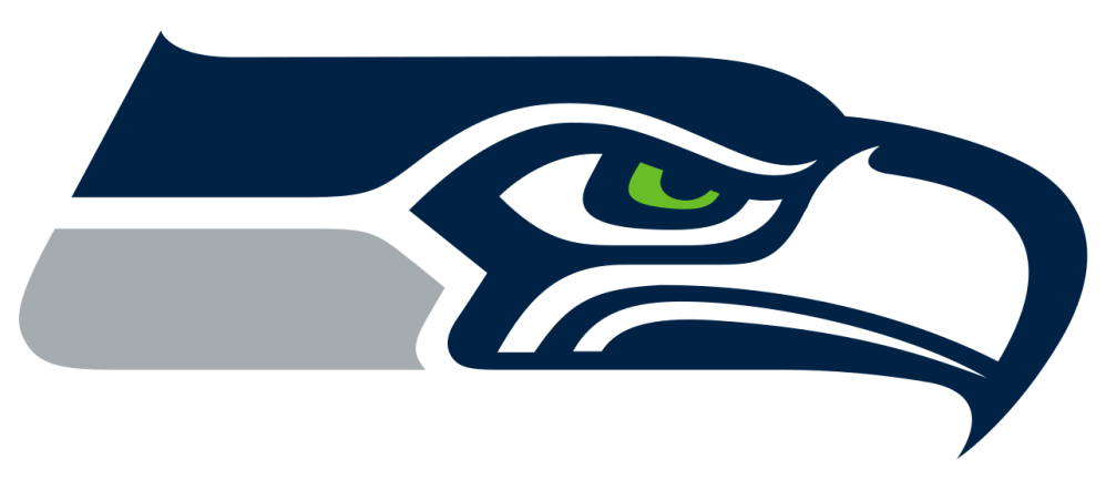 Stylized blue, white, and green eagle head logo facing right.